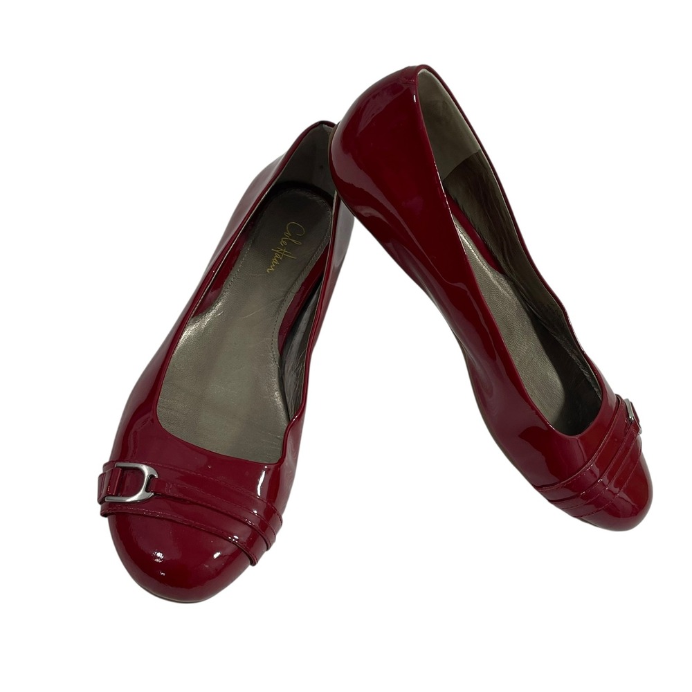 Cole Haan Red Patent Leather Ballet Flats Buckle Detail Shoes Nike‎ Air Sole 7.5 - Picture 3 of 10